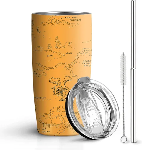 Miniatura 20 de Vaso de 20 oz de acero inoxidable rosa con pajita y tapa, a prueba de fugas, taza de café para viajes, para uso en casa y al aire libre, tazas Ratón