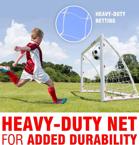 Miniatura 6 de NET PLAYZ Porterías de fútbol para patio trasero, niños de 4 x 3 pies de alta resistencia Regalos de fútbol para edades de 3, 4, 5, 6, 7, 8, 9