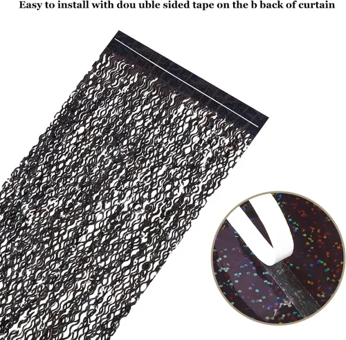 Miniatura 4 de Cortinas de Fondo de Papel de Aluminio Negro, CYLMFC 3 Pack 3.3 pies x 6.6 pies, Cortinas Metálicas Brillantes para Decoración de Cabina de Fotos