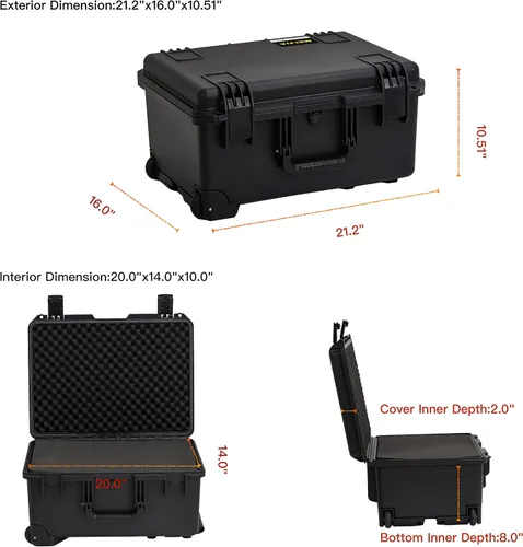 Miniatura 6 de MEIJIA Funda rígida portátil impermeable para todo tipo de clima, funda para cámara con espuma de ajuste personalizable, diseño ligero con mango