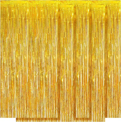 Miniatura 36 de Paquete de 5 cortinas de papel de aluminio negro de 3.2 x 9.8 pies, cortinas de oropel metálico con flecos, telón de fondo para cabina de fotos
