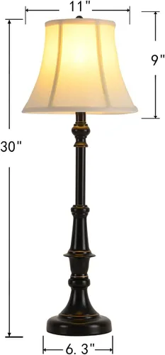 Miniatura 5 de Juego de 2 lámparas de mesa estilo vintage para aparador, lámparas de noche tradicionales, juego de dos lámparas de mesa altas para sala de estar
