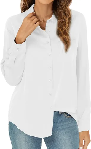 Miniatura 7 de RANPHEE Camisas de primavera de manga larga con botones para mujer, blusas elegantes y casuales de trabajo