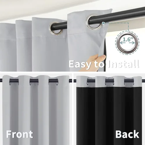 Miniatura 6 de BGment - Cortinas con aislamiento térmico para habitación, 100 % opacas, con forro negro, cortina de doble capa con ojales, reduce el ruido