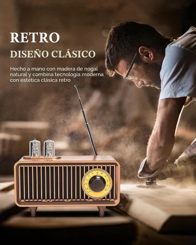 Miniatura 5 de COLSUR Altavoz Bluetooth Retro, Radio Vintage, graves, Conexión Inalámbrica Bluetooth 5.1, Adecuado para Casa y Oficina, Fiesta al Aire Libre