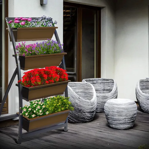 Miniatura 6 de Outland Living Jardinera elevada de 6 pies – Jardinera vertical independiente con 4 cajas de contenedores, buena para patio o balcón