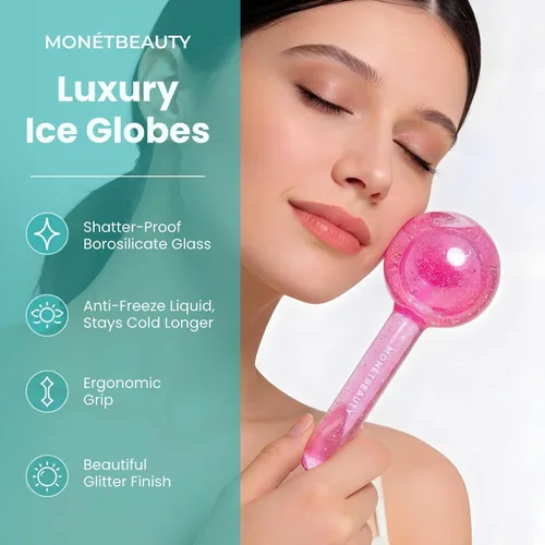 Miniatura 5 de MonétBeauty Globos de Hielo para el Rostro, Seguros para Congelador y Globos Faciales Altamente Efectivos para Rutinas de Belleza Diarias, Rodillo
