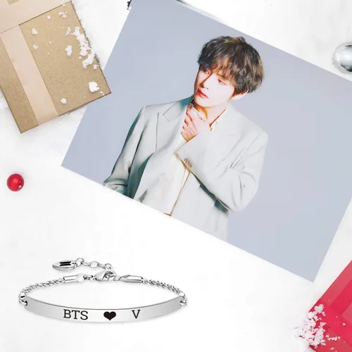 Miniatura 5 de WENATA Kpop Bangtan - Pulsera de cadena para niños con texto en inglés "To Love Yourself Army SUGA J-Hope JIN V Jimin RM JK, pulsera de cadena
