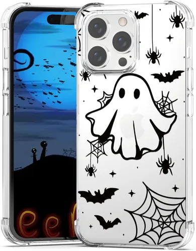 Miniatura 34 de Funda de Halloween para Google Pixel 6A transparente con diseños de murciélagos fantasmas, funda para teléfono para niñas, elegante, delgada, a