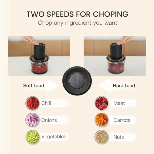 Miniatura 4 de olayks. Procesador de alimentos, picadora eléctrica de carne con 4 cuchillas de acero inoxidable, picadora de alimentos de 1.2L, pequeño procesador