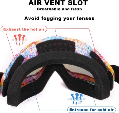Miniatura 3 de Gafas de esquí, paquete de 2 gafas de motocicleta, gafas de snowboard para hombres y mujeres, protección UV antirreflejos