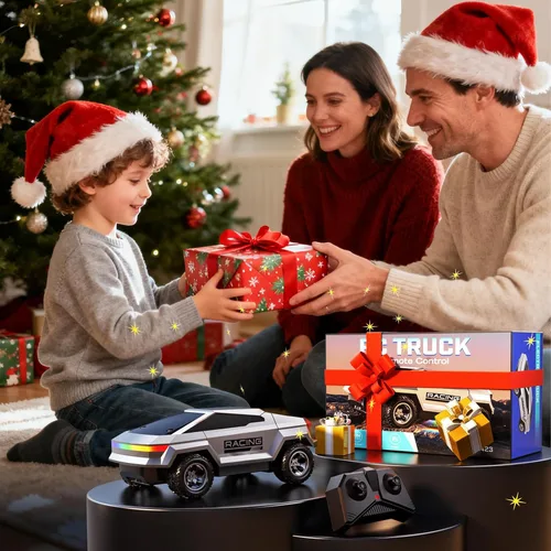 Miniatura 6 de WayEee Auto de control remoto 1/24 Cyber RC Truck, autos RC para niños con luces coloridas, control remoto de 2.4GHz, 2 baterías recargables, 18KM/H