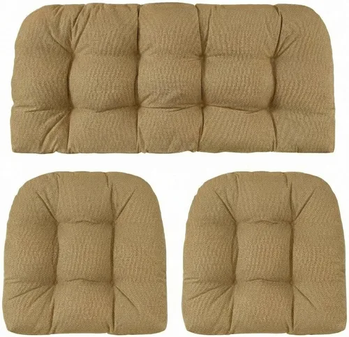 Miniatura 43 de RSH DECOR: Sunbrella - Juego de 3 cojines de mimbre copetudos 41 x 19 pulgadas y 19 x 19 pulgadas Fabricado con tela de rendimiento Sunbrella