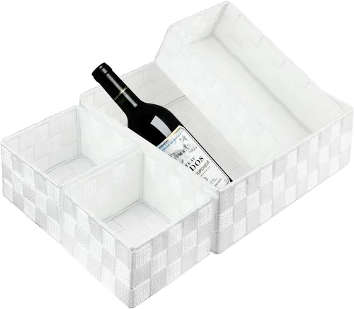 Miniatura 4 de Posprica Caja de almacenamiento tejida, cubo, cesta, contenedor, organizador divisor para cajón, armario, estante, aparador (blanco)