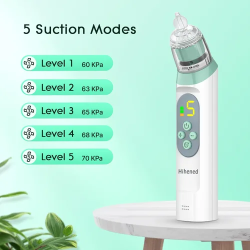 Miniatura 4 de Aspirador nasal eléctrico para bebé, aspirador de nariz para niños pequeños, chupón de nariz impermeable para bebé, limpiador de nariz con 3 puntas