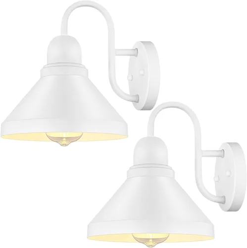 Linternas de pared exterior de cuello de cisne Brightever, paquete de 2 accesorios de luz exterior, apliques de pared antióxido para granero al aire