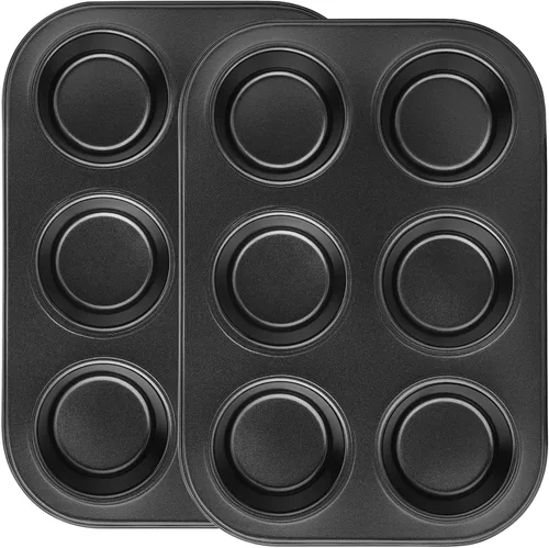 Miniatura 14 de Beasea Bandeja para brownie con divisores, 2 juegos de moldes cuadrados para cupcakes para brownies, 12 mini cavidades antiadherentes para hornear