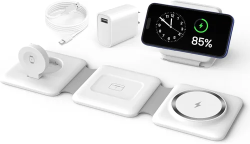 Miniatura 11 de Iseyyox Estación de carga para dispositivos Apple – Base de carga inalámbrica plegable magnética 3 en 1 – Almohadilla de carga de viaje para MagSafe