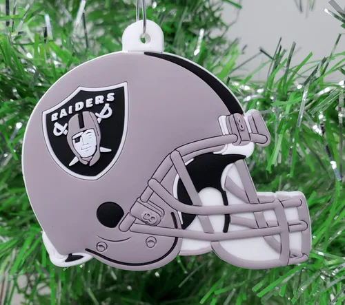 Miniatura 3 de Juego de adornos navideños con temática de equipo de fútbol plateado y negro