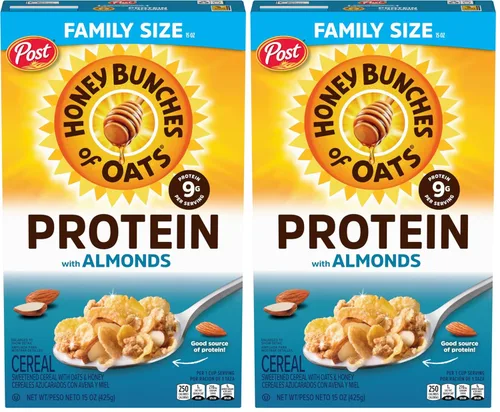 Miniatura 12 de Honey Bunches of Oats Almendra, saludable para el corazón, bajo en grasa, hecho con cereales integrales, caja de 12 onzas (paquete de 3)