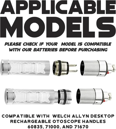 Miniatura 5 de Repuesto para batería Welch Allyn 72200, batería recargable de níquel cadmio de 3.5 V 800 mAh, compatible con manijas de alimentación 60835, 71000