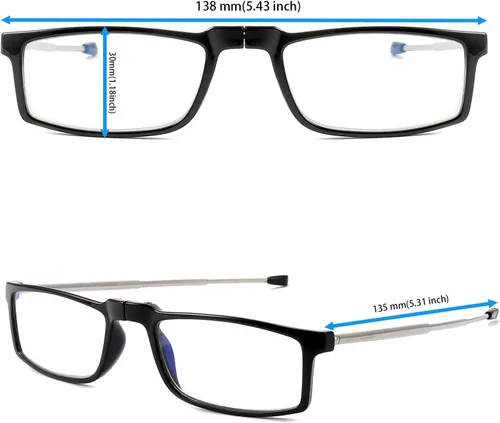 Miniatura 4 de GOOSEN Gafas de lectura para mujeres y hombres, llavero compacto plegable, gafas de luz azul con lentes transparentes, bisagra de resorte Opt 03: 3