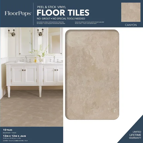 Miniatura 2 de FloorPops FP3325 Canyon - Azulejos para suelo Peel & Stick, color marrón