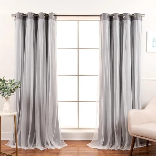 Best Home Fashion Juego de 2 paneles de ventana de tul de encaje con aislamiento térmico y ojales de níquel de acero inoxidable para dormitorio,