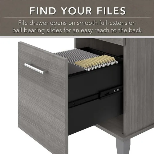 Miniatura 5 de Bush Home Somerset - Escritorio en forma de L con gabinete y archivador (72 W, 3 posiciones, color gris platino)