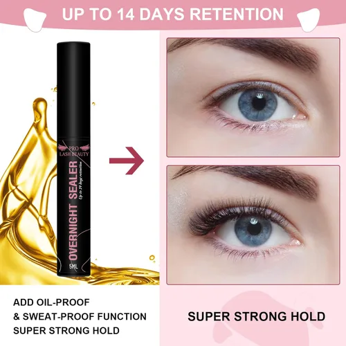 Miniatura 5 de Sellador Overnight Sealer para pestañas en grupo que te puedes aplicar tu misma. Prolonga la duración de tus extensiones 14 días y es fácil