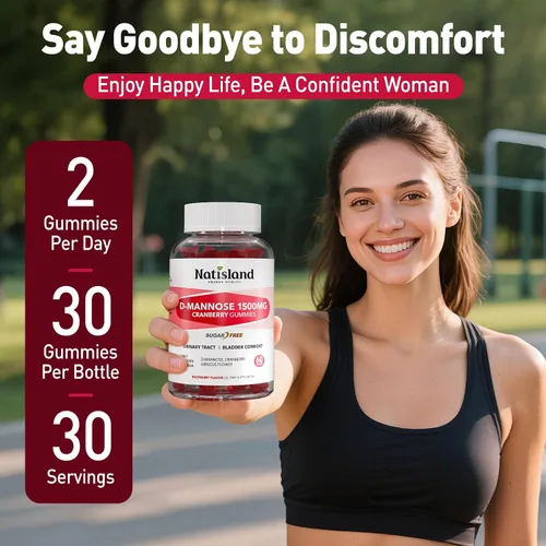Miniatura 7 de D Manosa con gomitas de arándano, suplementos de D-manosa de 1500 mg para mujeres, con hibisco para la salud del tracto urinario, vejiga, soporte