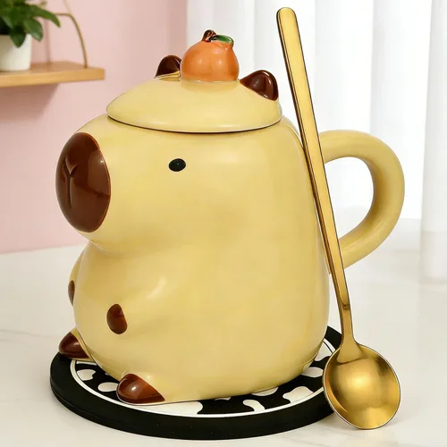 Miniatura 9 de Disoza Taza de Gato con Tapa Regalo de Gato Taza de Té de Cerámica con Cuchara Taza de Té de Café 400 ML Taza de Navidad Regalo de Cumpleaños