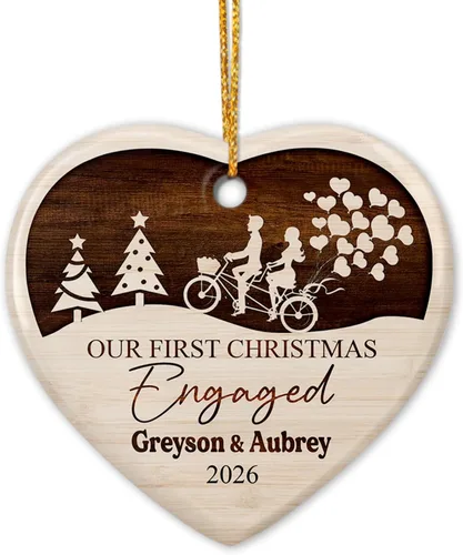 Miniatura 18 de Adorno de cerámica personalizado para la primera Navidad, nombres personalizados para parejas, regalo de primer adorno de Navidad para recién