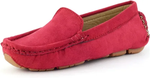 Mocasines de piel de ante para niñas y niños, zapatos casuales para barco, zapatos de vestir, zapatos planos Oxford