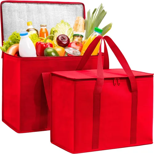 Miniatura 14 de Carrywell (No fabricado en China) Bolsas de comestibles reutilizables aisladas, bolsa de catering y entrega para alimentos fríos y calientes, bolsa