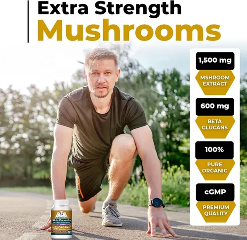 Miniatura 3 de Cancer Sciences Suplemento de bienestar de la piel, suplemento de hongos con extracto orgánico certificado por USDA, extra fuerte 1,500 mg