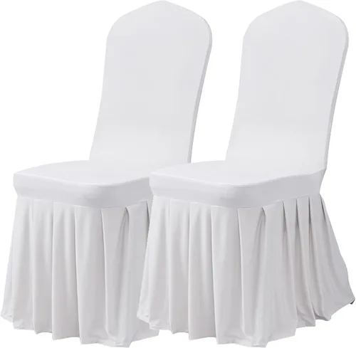 Miniatura 34 de Dimatic Juego de 2 fundas elásticas para sillas de comedor, fundas Parsons con falda, de elastano súper ajuste, funda protectora de asiento para Azul