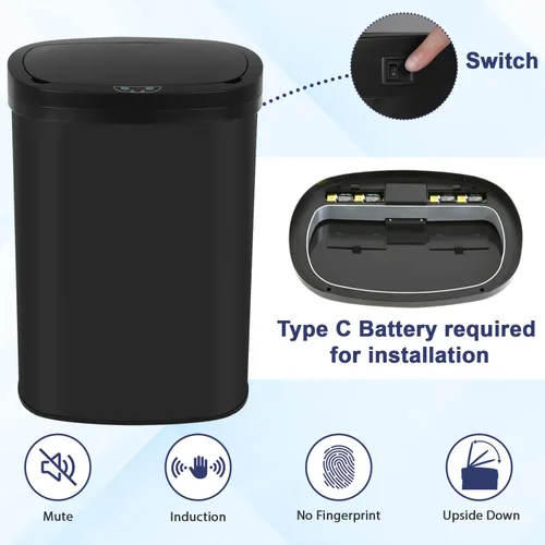 Miniatura 3 de Basurero de cocina con sensor de movimiento automático con tapa, cubo de basura sin contacto de 50 litros/13 galones, cubo de basura impermeable