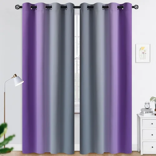 Miniatura 161 de COSVIYA Cortinas 100% Opacas Azul Degradado con Lazos Ajustables para Cocina Aislamiento Térmico Oscurecimiento de Habitación Cenefa con Bolsillo