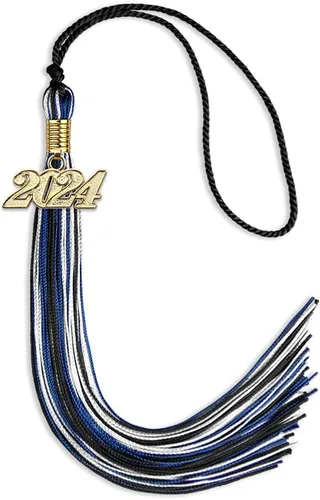 Miniatura 156 de Endea Graduation Borla mixta de triple color con gota de fecha dorada (negro/dorado/blanco, 2021)