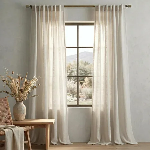 Miniatura 36 de Cortinas de lino azul claro de 90 pulgadas de largo para sala de estar, dormitorio de niñas, guardería, decoración acogedora de verano, bolsillo