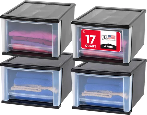 Miniatura 14 de IRIS USA - Paquete de 8 cajones de almacenamiento apilables, 6 cuartos de galón, plástico transparente para despensa, armario, escritorio, cocina