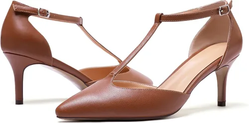Miniatura 6 de SAMMITOP Zapatos de vestir con barra en T de tacón medio y correa en el tobillo para mujer