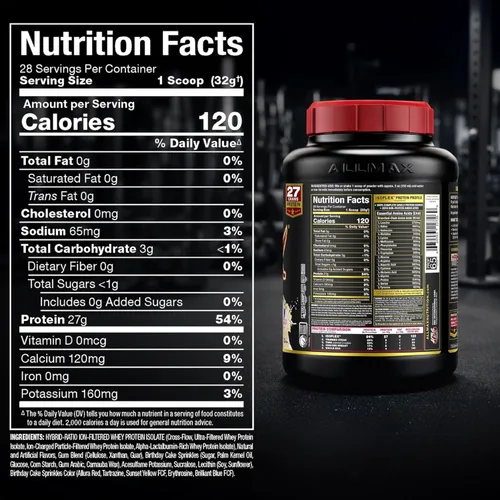 Miniatura 9 de ALLMAX Nutrition - ISOFLEX Polvo de Proteína de Suero, Proteína de Suero Aislada, 27g de Proteína, Pastel de Cumpleaños, 2 lb