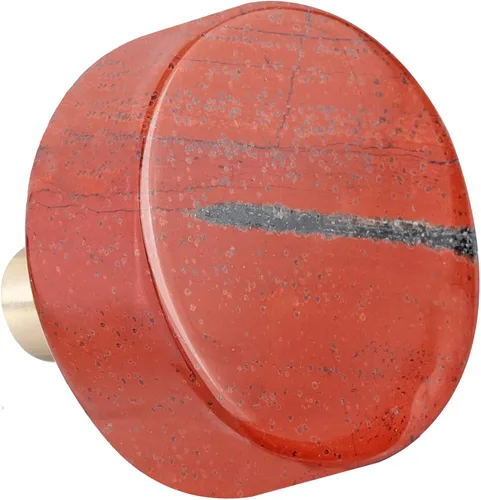 Miniatura 7 de Amogeeli 4 pomos de latón con piedra de ojo de tigre con tornillos, mango redondo decorativo para gabinete