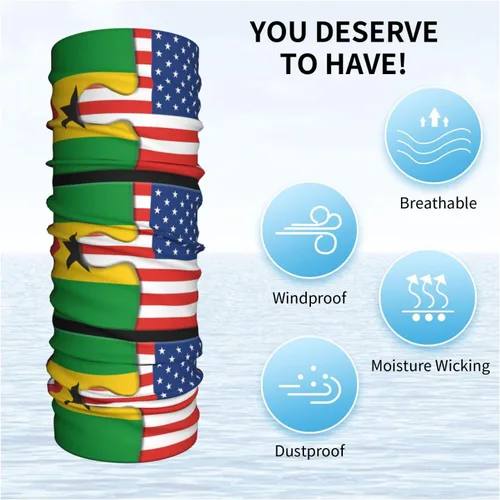 Miniatura 9 de Neck Gaiter Sao Tome and Principe and American Flag USA Jigsaw Face Cover Scarf Uv Sun Protection Balaclava Head Mask for Men Women Fishing Mask