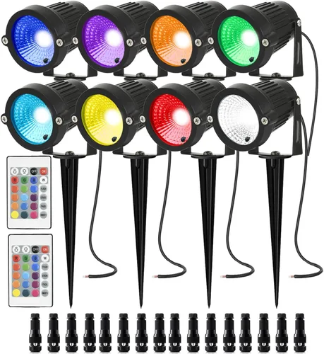 Miniatura 14 de Luces de paisaje de bajo voltaje RGB de 5 W, iluminación LED de paisaje que cambia de color, IP66 impermeable al aire libre, luz decorativa