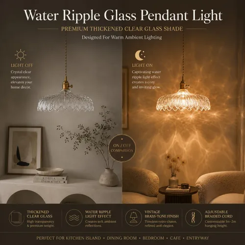 Miniatura 3 de Luces colgantes, lámpara colgante ajustable de 11.8 pulgadas, lámpara colgante de cable de 6.5 pies, pantalla de vidrio transparente, lámpara