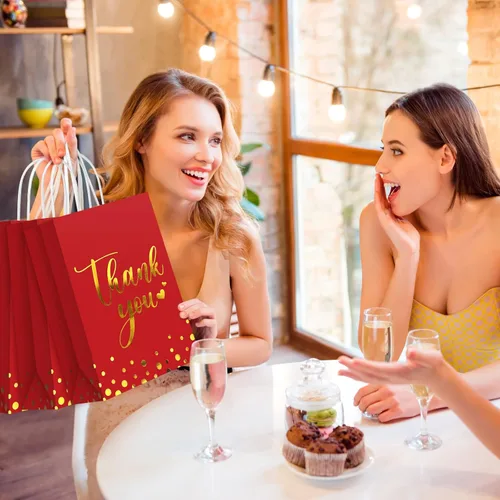 Miniatura 7 de Tinlade 30 bolsas de regalo de agradecimiento con papel de seda dorado con asa para graduación, negocios, compras, boda, ducha, regalos de fiesta