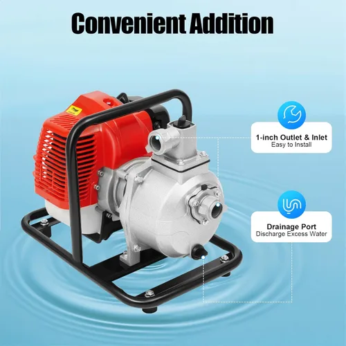 Miniatura 5 de Bomba de Agua de Gas Gasolina, 1" 2 Tiempos 1.7HP Bomba de Transferencia de Agua de Gasolina de Alta Presión para Piscina, Paisajismo o Riego